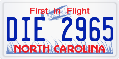 NC license plate DIE2965