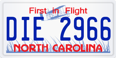 NC license plate DIE2966