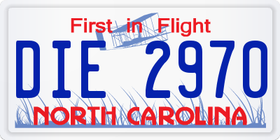 NC license plate DIE2970
