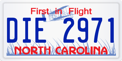 NC license plate DIE2971