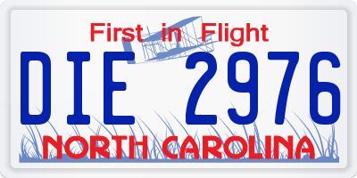 NC license plate DIE2976