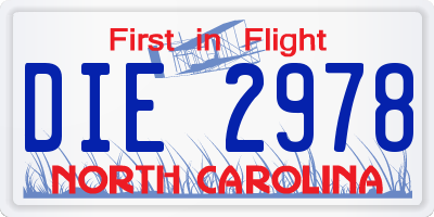 NC license plate DIE2978