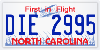 NC license plate DIE2995