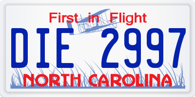 NC license plate DIE2997
