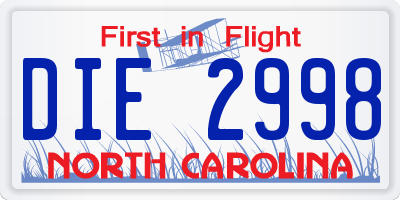 NC license plate DIE2998