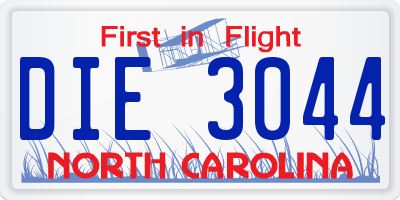 NC license plate DIE3044