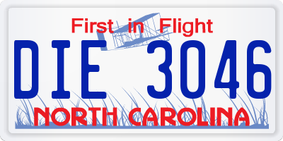 NC license plate DIE3046