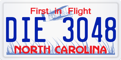 NC license plate DIE3048