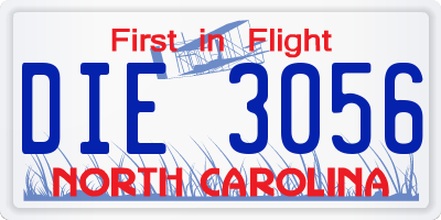 NC license plate DIE3056