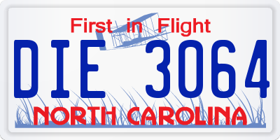 NC license plate DIE3064