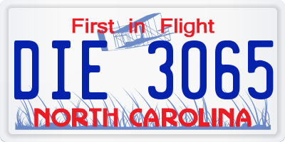 NC license plate DIE3065
