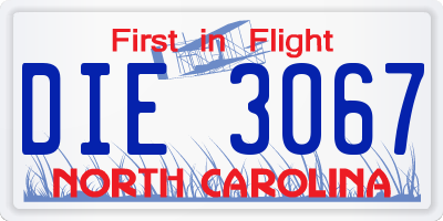 NC license plate DIE3067