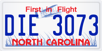 NC license plate DIE3073