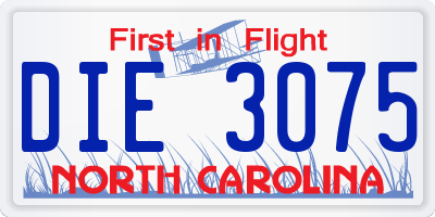NC license plate DIE3075