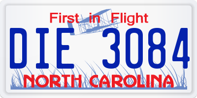 NC license plate DIE3084
