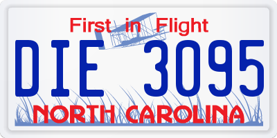 NC license plate DIE3095