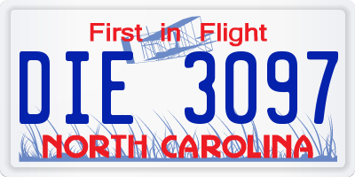 NC license plate DIE3097