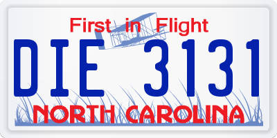 NC license plate DIE3131