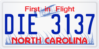NC license plate DIE3137