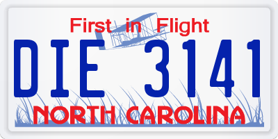 NC license plate DIE3141