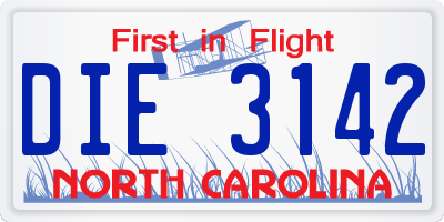 NC license plate DIE3142