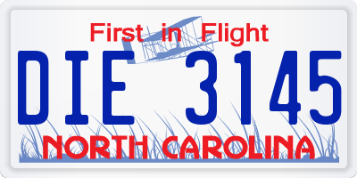 NC license plate DIE3145
