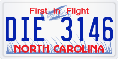 NC license plate DIE3146