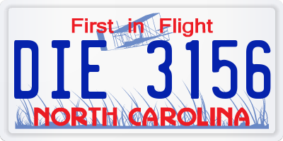 NC license plate DIE3156