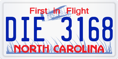 NC license plate DIE3168