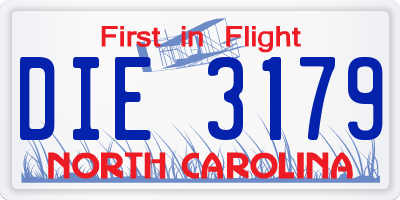 NC license plate DIE3179