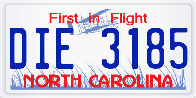 NC license plate DIE3185