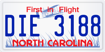 NC license plate DIE3188