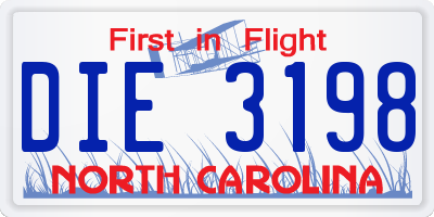 NC license plate DIE3198