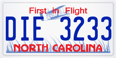 NC license plate DIE3233