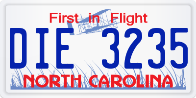 NC license plate DIE3235