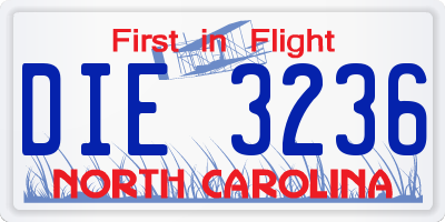 NC license plate DIE3236