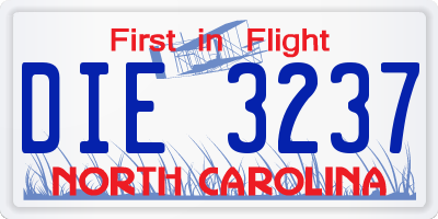 NC license plate DIE3237