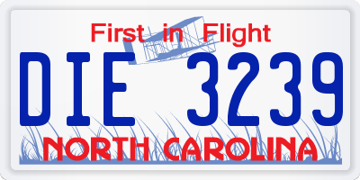 NC license plate DIE3239