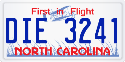 NC license plate DIE3241