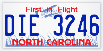 NC license plate DIE3246