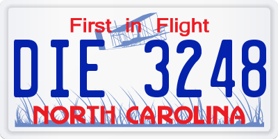 NC license plate DIE3248