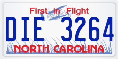 NC license plate DIE3264