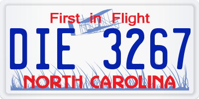 NC license plate DIE3267