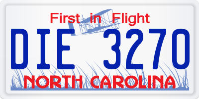 NC license plate DIE3270