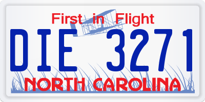 NC license plate DIE3271