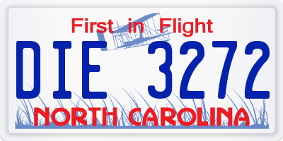 NC license plate DIE3272