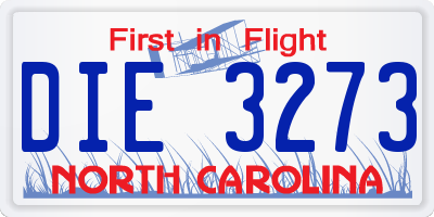NC license plate DIE3273