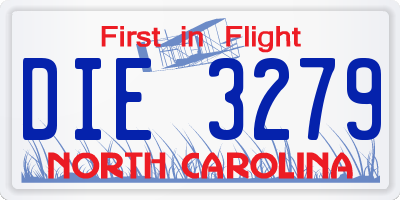 NC license plate DIE3279