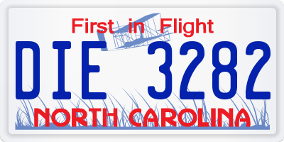 NC license plate DIE3282
