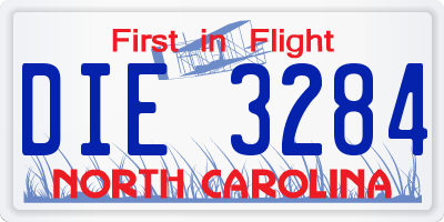 NC license plate DIE3284